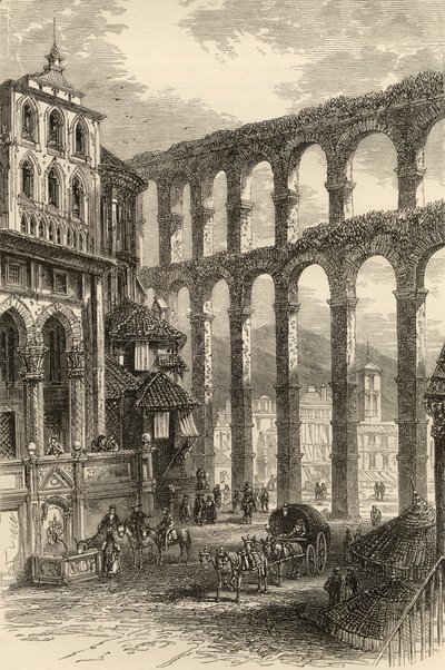 Aqueduct at Segovia, Spain, illustration from 